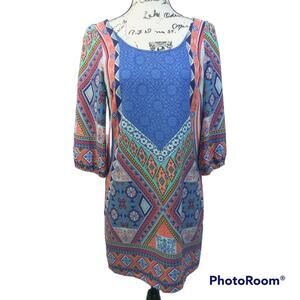 Pink Owl Multiprint Bohemian Shift Dress S